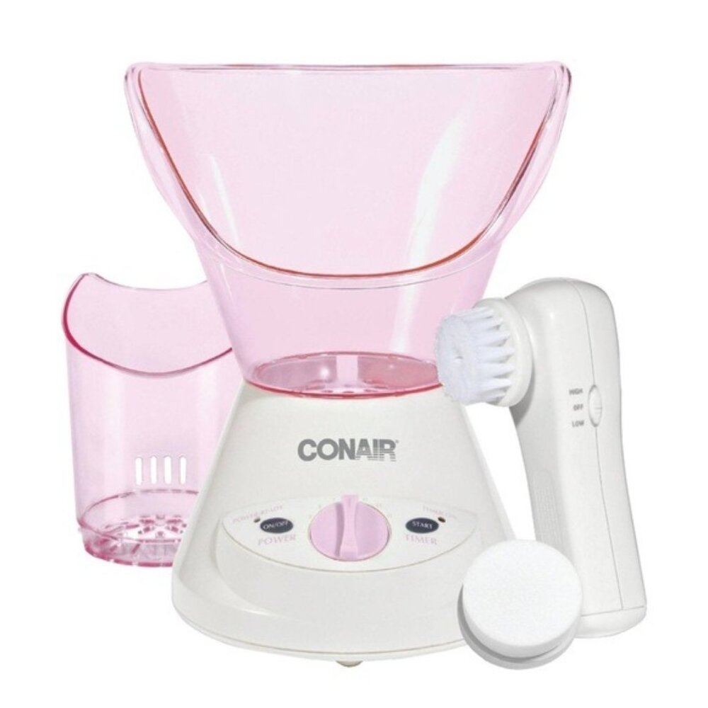 NEW Conair Warm Steam Facial Sauna with Facial Brush in Pink/White - New in Box